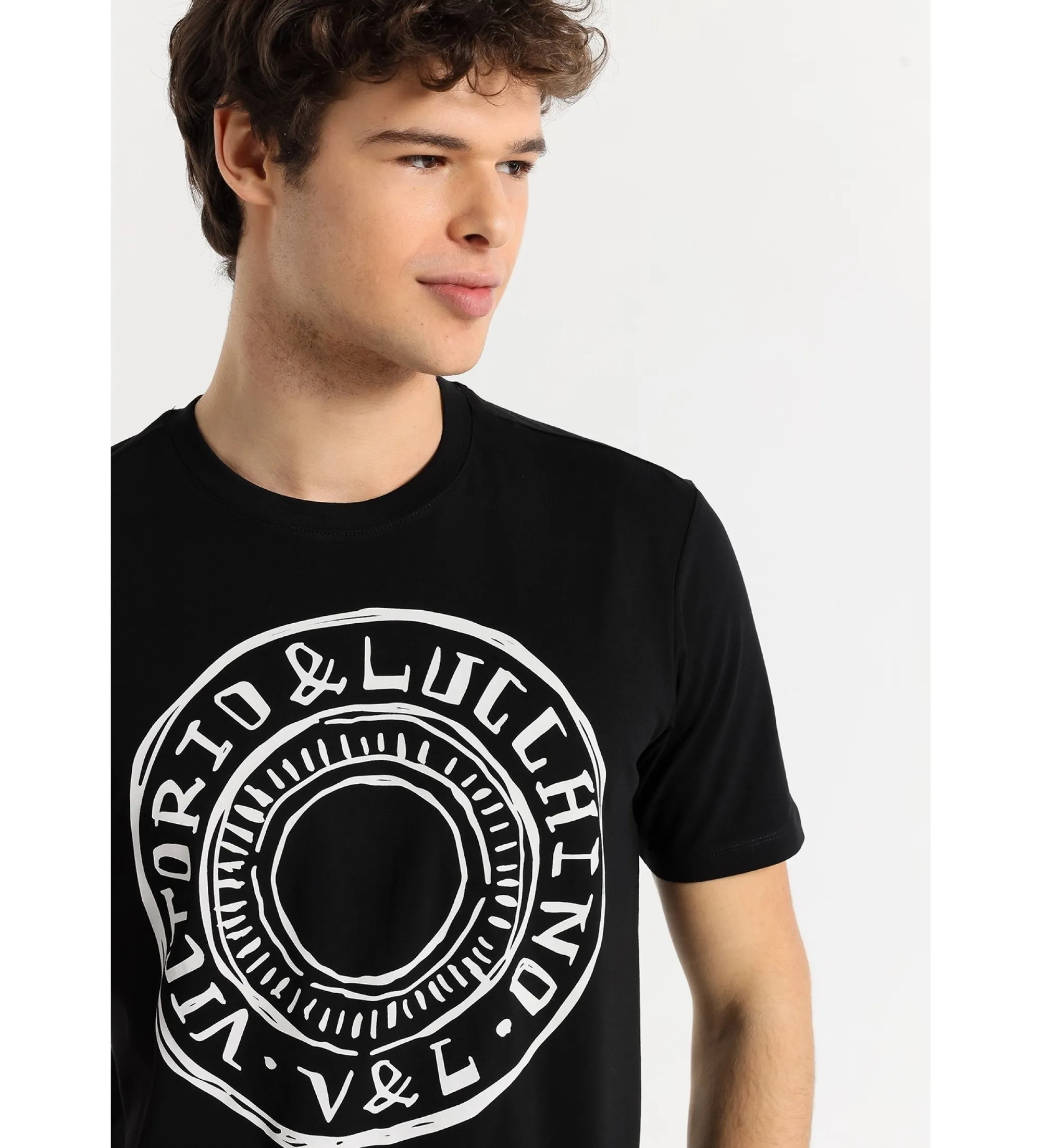 VICTORIO & LUCCHINO, V&L CAMISETA DE MANGA CORTA CON DIBUJO LOGO AL CARBONCILLO NEGRO