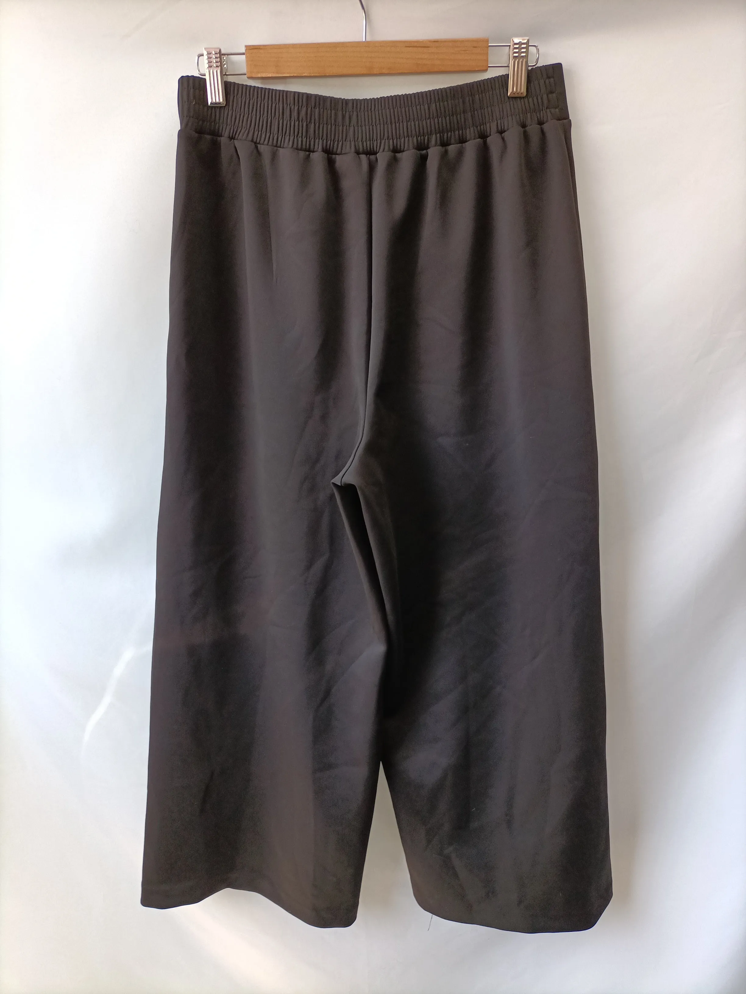 ZARA. pantalon negro ancho de vestir T. L
